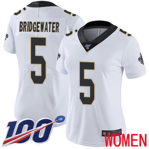 New Orleans Saints Limited White Women Teddy Bridgewater Road Jersey NFL Football 5 100th Season Vapor Untouchable Jersey